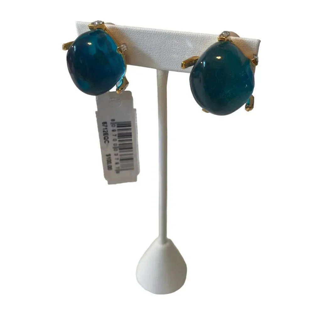 Kenneth Jay Lane Couture Collection Ocean Blue & Yellow Gold Toned Clips. - Picture 3 of 7